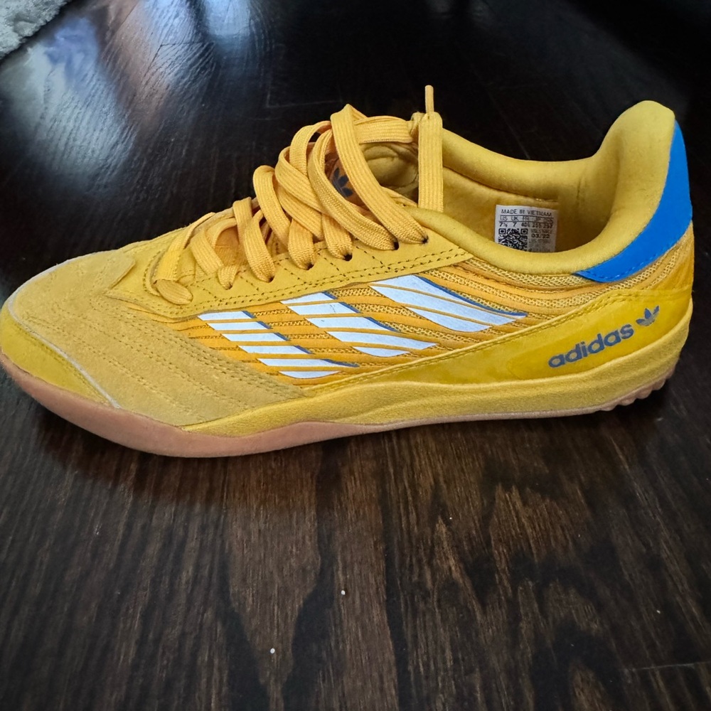 Adidas Gold and Blue Trainers